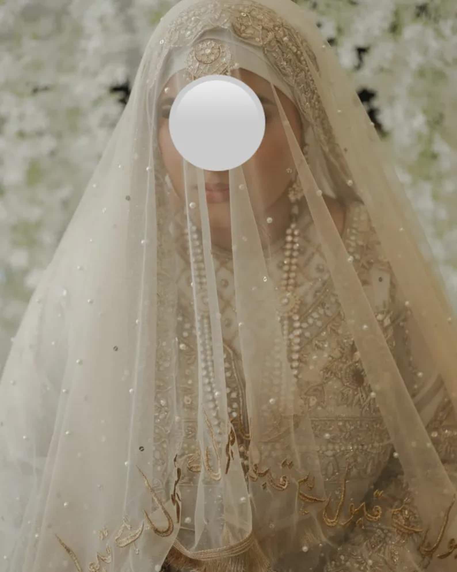 Bridal Nikkah Dupatta – Gold Embroidered Veil for Wedding US