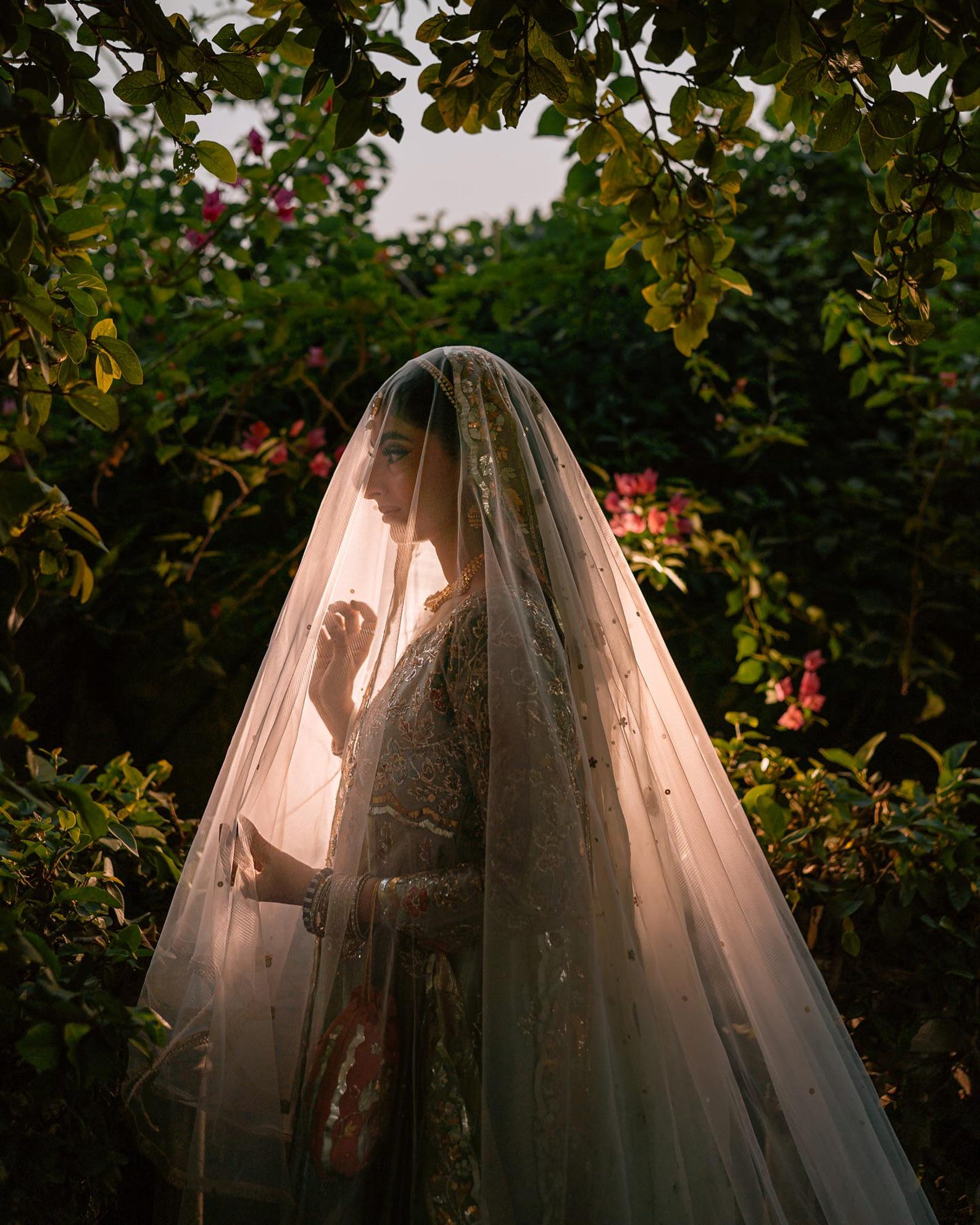 Customize Golden Accent Nikkah Wedding Veil UK