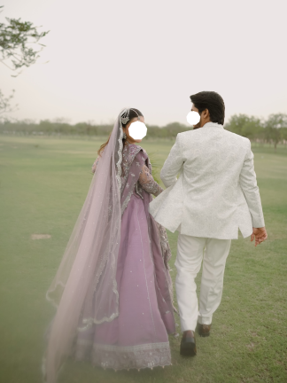 Hand-Embroidered Lavender Wedding Veil Pakistani Wedding US